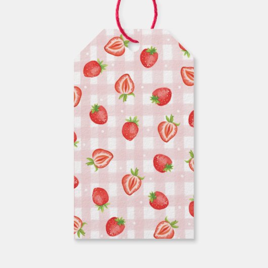 Boho aardbeienbes Eerste Verjaardag Bedankt Cadeaulabel (Achterkant)