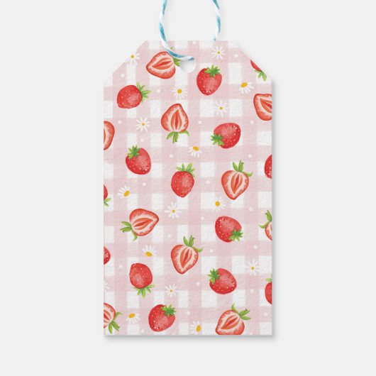 Boho aardbeienbes Eerste Verjaardag Bedankt Cadeaulabel (Achterkant)