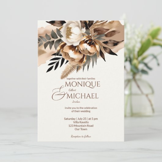 Boho aardbruin alles in één sjabloon kaart (Staand voorkant)