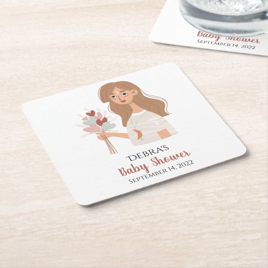 Boho aarde moeder boeket van harten aanpassen kartonnen onderzetters (Schuin)