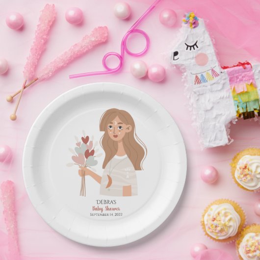 Boho Aarde moeder bruin haar bouquet van het hart Papieren Bordje (Feest)