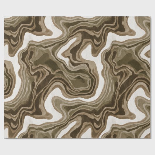 Boho Aarde Olijf Bruin Organisch Abstract Patroon Cadeaupapier (Vlak)