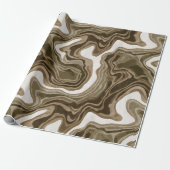 Boho Aarde Olijf Bruin Organisch Abstract Patroon Cadeaupapier (Uitgerold)