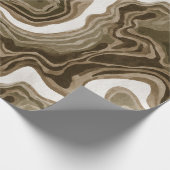 Boho Aarde Olijf Bruin Organisch Abstract Patroon Cadeaupapier (Hoek)