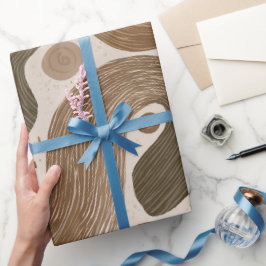 Boho Aarde Olijfbruin Organisch Abstract Patroon Cadeaupapier