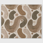 Boho Aarde Olijfbruin Organisch Abstract Patroon Cadeaupapier (Vlak)