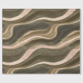 Boho Aarde Olijfbruin Organisch Abstract Patroon Cadeaupapier (Vlak)