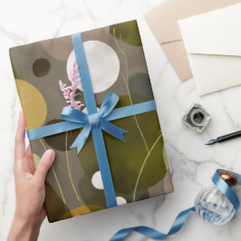 Boho Aarde Olijfbruin Organisch Abstract Patroon Cadeaupapier