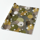 Boho Aarde Olijfbruin Organisch Abstract Patroon Cadeaupapier (Uitgerold)
