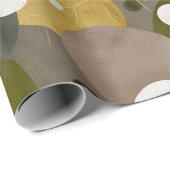 Boho Aarde Olijfbruin Organisch Abstract Patroon Cadeaupapier (Rol Hoek)