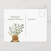 Boho aarde retro huis plant pot nieuw huis verhuiz aankondigingskaart (Achterkant)