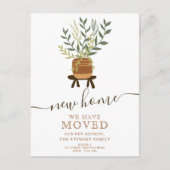 Boho aarde retro huis plant pot nieuw huis verhuiz aankondigingskaart (Voorkant)