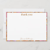 Boho aardeachtig Sinaasappel Bloemen Custom Vrijge Bedankkaart (Voorkant)
