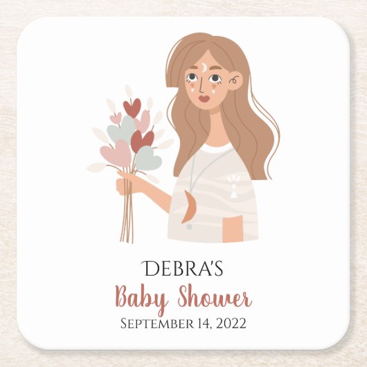 Boho aardemoderboeket van harten aanpassen kartonnen onderzetters (Voorkant)