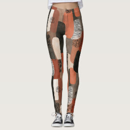 Boho aardetinten Terracotta abstract patroon Leggings