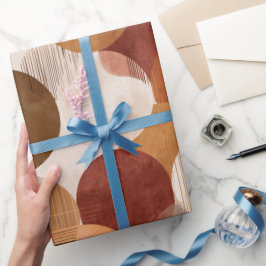 Boho aardetinten Terracotta geometrisch patroon Cadeaupapier