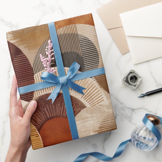 Boho aardetinten Terracotta geometrisch patroon Cadeaupapier (Geschenken)