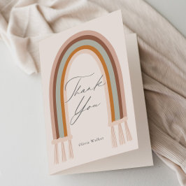 Boho Aardetone Regenboog Baby Shower Bedankkaart