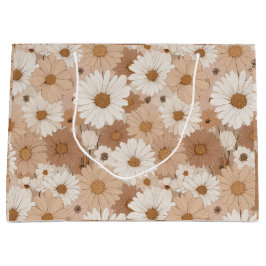 Boho Aardetoon Madeliefje Tan Bloemmotief Groot Cadeauzakje