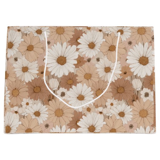 Boho Aardetoon Madeliefje Tan Bloemmotief Groot Cadeauzakje (Voorkant)