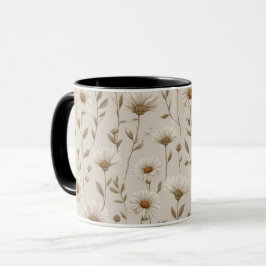 Boho Aardetoon Madeliefje Tan Bloemmotief Mok
