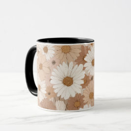 Boho Aardetoon Madeliefje Tan Bloemmotief Mok