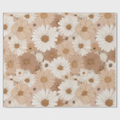 Boho Aardetoon Madeliefje Tane Florale Patroon Cadeaupapier (Vlak)