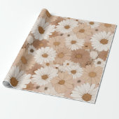 Boho Aardetoon Madeliefje Tane Florale Patroon Cadeaupapier (Uitgerold)