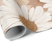 Boho Aardetoon Madeliefje Tane Florale Patroon Cadeaupapier (Rol Hoek)