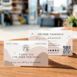 Boho aardetoon Sieraden maker Qr logo Kortingskaartje