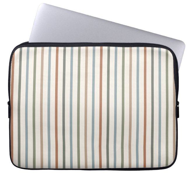 Boho Aardetoon Verticale Strepen Minimalistisch Pa Laptop Sleeve (Voorkant)