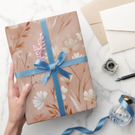 Boho aardetoon Wilde Bloem Zand Waterverf Patroon Cadeaupapier