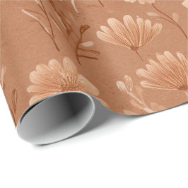 Boho aardetoon Wilde Bloem Zand Waterverf Patroon Cadeaupapier
