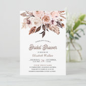 Boho Aards Ivoor Bloem Foto Bruidsdouche Kaart (Staand voorkant)