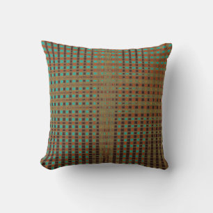 Boho Aardse Abstract Koper Turquoise Zwart Buitenkussen