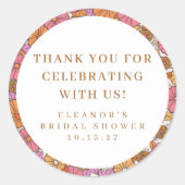 Boho Aardse Bloem Bruiloft Feest Custom Bedankt Ronde Sticker (Voorkant)