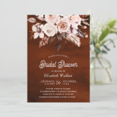 Boho Aardse Bloem Foto Terracotta Bruidsdouche Kaart (Staand voorkant)
