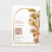 Boho Aardse Bloem Terracotta QR Code Huwelijk (Achterkant)