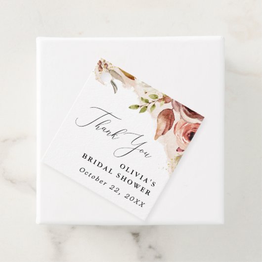 Boho Aardse Bloemen Bruiloft - Herfst Bloemen Bedankjes Labels (In situ)