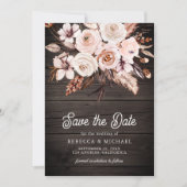 Boho Aardse Bloemen Foto Hout Huwelijk Save The Date (Voorkant)