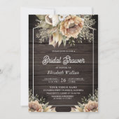 Boho Aardse Bloemen Taupe Foto Hout Vrijgezellenfe Kaart (Voorkant)