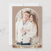 Boho Aardse Bloemen Taupe Foto Hout Vrijgezellenfe Kaart (Achterkant)