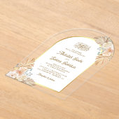 Boho Aardse Bloemenboog Moslim bruiloft Acryl Uitnodigingen (Laagn)