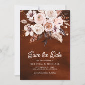 Boho Aardse Bloemenfoto Terracotta bruiloft Save The Date (Voorkant)