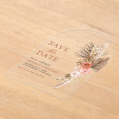 Boho Aardse Bloemenpampas Trouwen Save the Date Acryl Uitnodigingen (Laagn)