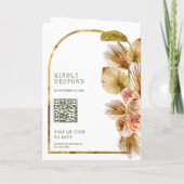 Boho Aardse Bloemige Olijfgroene QR Code Trouwen (Achterkant)