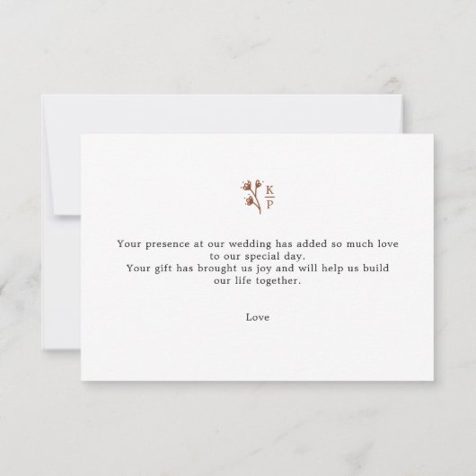 Boho aardse botanische elegante ivoor bedankkaart (Achterkant)