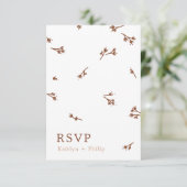 Boho aardse botanische elegante ivoor bruiloft wit RSVP kaartje (Staand voorkant)