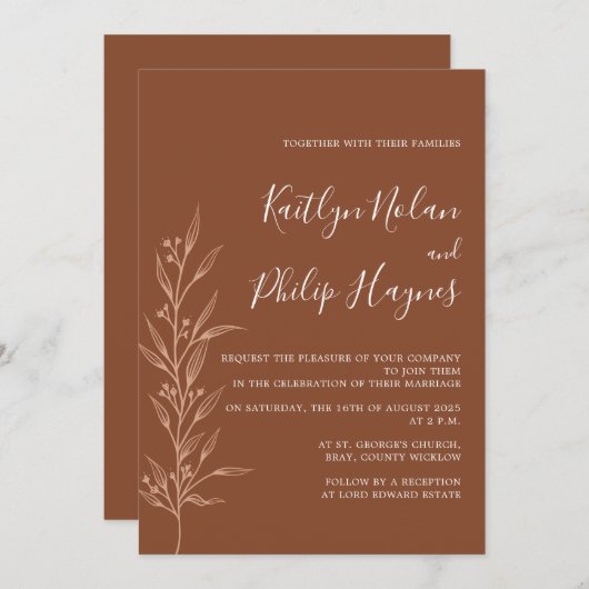 Boho aardse botanische elegante ivoor kaart (Voorkant / Achterkant)