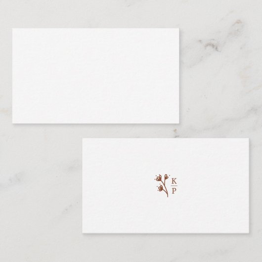 Boho aardse botanische elegante ivoor plaatskaartje (Voorkant / Achterkant)